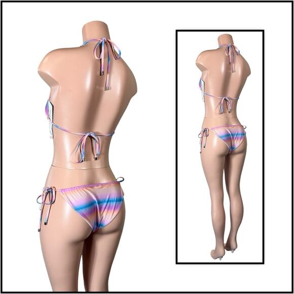 Beach Bunny Lover Triangle Top & Lover Tie Side Thong - Dawn Ombre $240 - Picture 5 of 12